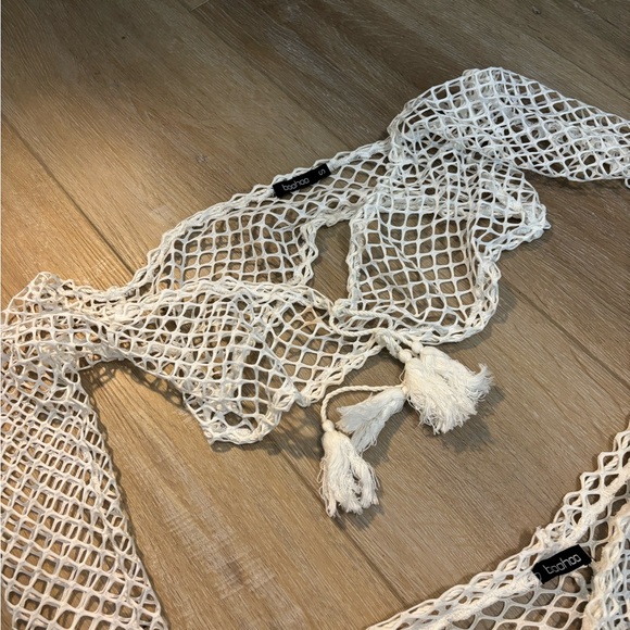 White Crochet Pants & Top Swim Coverup Set - Picture 2 of 3